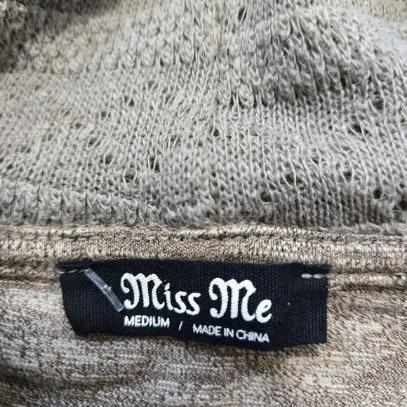 Miss Me Woman's Size M Knit Crochet Embroidered Hoodie Sweater Drawstring - Picture 9 of 9